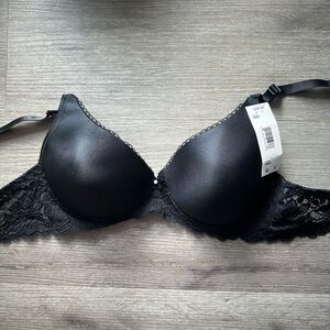 Wacoal Black Lace Trim Bra 36B Petite